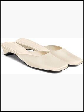 Satin Mules Low Kitten Heel Square Toe Backless Slip On Dress Shoes Chic